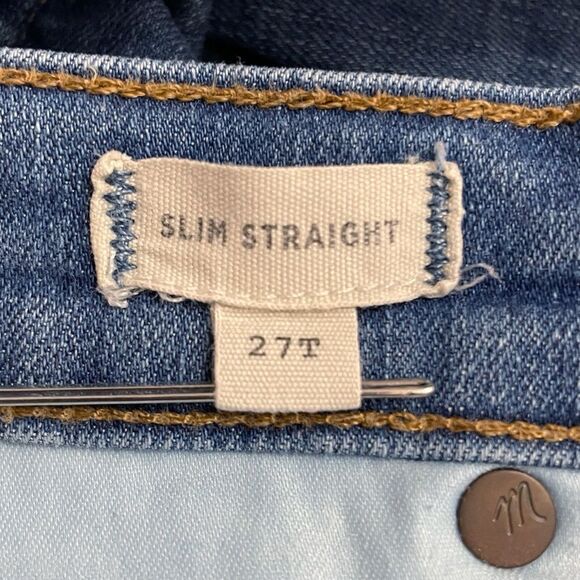 Madewell Slim Straight Jeans: Knee-Rip Edition in Forster Wash Size 27 Tall | 4T - Picture 10 of 14
